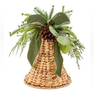 CANVAS Holiday Collection wicker Straw Bell Greenery Christmas Decoration New